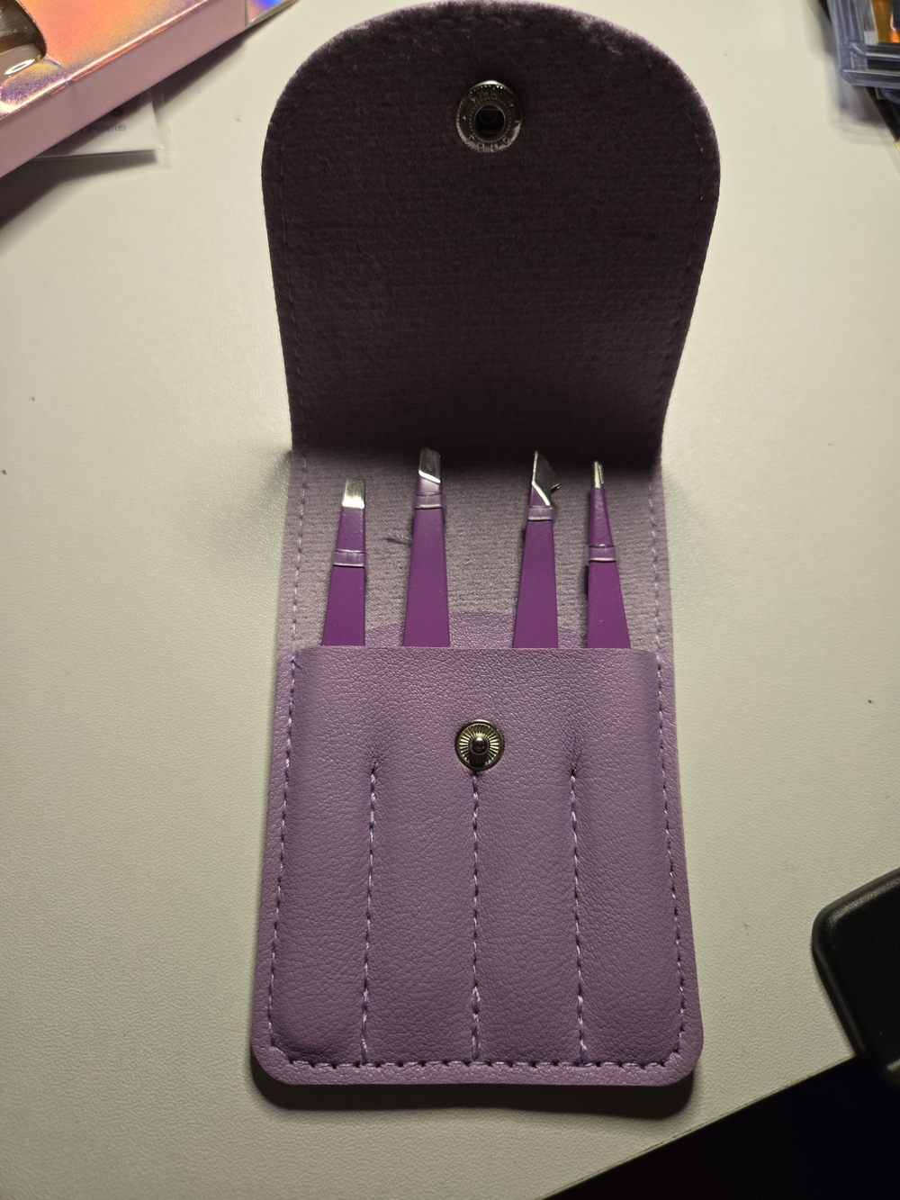 Purple Tweezer Set in Lilac Case